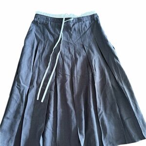 Urban Revivo Gray Pleated Midi Skirt Drawstring Waist Lined Women Size US 6